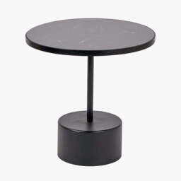Enzo Black Marble and Black Metal Cylinder Base Coffee Table - thumbnail 2