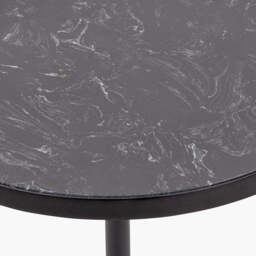 Enzo Black Marble and Black Metal Cylinder Base Coffee Table - thumbnail 4