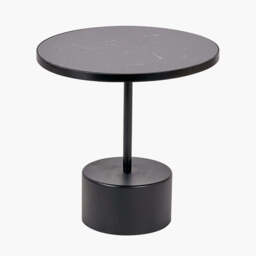 Enzo Black Marble and Black Metal Cylinder Base Coffee Table - thumbnail 1
