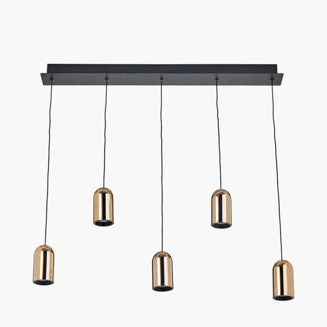 Xena Black and Rose Gold Metal 5 Drop LED Pendant - image 1