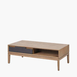 Gio Black and Natural Acacia Wood 2 Drawer Coffee Table - thumbnail 1