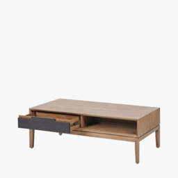 Gio Black and Natural Acacia Wood 2 Drawer Coffee Table - thumbnail 3