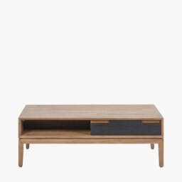Gio Black and Natural Acacia Wood 2 Drawer Coffee Table - thumbnail 4