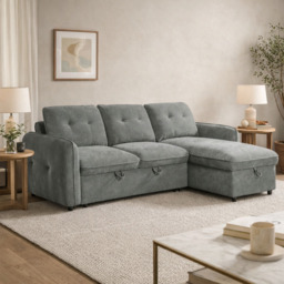 Moscow Universal L Shape Corner Sofa Bed Grey With Ottoman Storage Eastley - Kip - Quercioli - Barete - Metropolitan - Portobello - Aissa Style