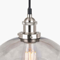 Cecilia Antique Silver Metal and Smoked Glass Dome Pendant - thumbnail 4