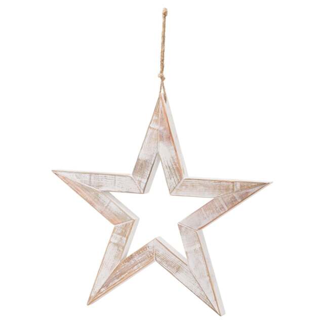 Large Antique White Wooden Sparkle Star - image 1