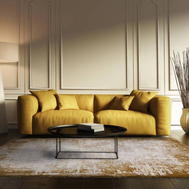 Kuza 080x150cm Border Gold Rug - image 1