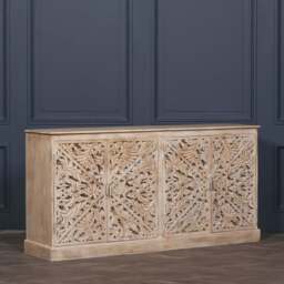 Wooden Ornate Carved Mirror Door Sideboard - thumbnail 4