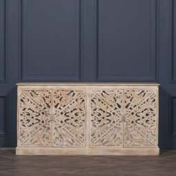 Wooden Ornate Carved Mirror Door Sideboard - thumbnail 1