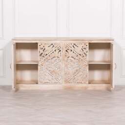 Wooden Ornate Carved Mirror Door Sideboard - thumbnail 2