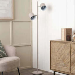 Finn Grey Metal Cloche Two Head Floor Lamp - thumbnail 2