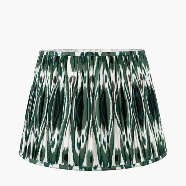 Izara 45cm Racing Green Ikat Patterned Mushroom Pleat Tapered Lampshade - image 1
