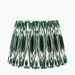 Izara 45cm Racing Green Ikat Patterned Mushroom Pleat Tapered Lampshade - thumbnail 2