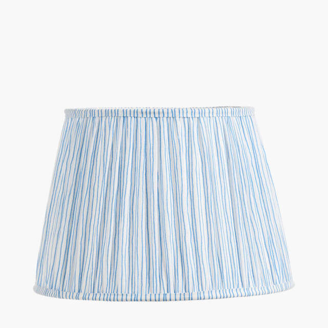 Thiago 35cm Ocean Blue Stripe Mushroom Pleat Tapered Lampshade - image 1