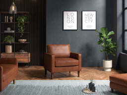 Model 46 - Armchair Faux Leather Tan - thumbnail 3