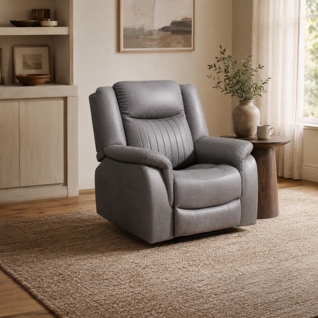 Leon Grey Tech Fabric Armchair Electric Reclining Sofa USB/C Charging Ports - image 1