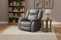 Leon Grey Tech Fabric Armchair Electric Reclining Sofa USB/C Charging Ports - thumbnail 2