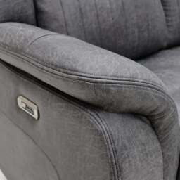 Leon Grey Tech Fabric Armchair Electric Reclining Sofa USB/C Charging Ports - thumbnail 3