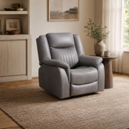 Leon Grey Tech Fabric Armchair Electric Reclining Sofa USB/C Charging Ports - thumbnail 1