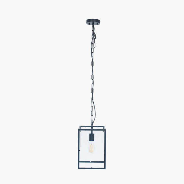 Llewellyn Matt Black Metal and Glass Pendant - image 1
