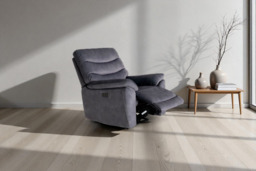 Toledo Steel Grey  Lay-Z-Boy Style Fabric Power Recliner Armchair - thumbnail 2