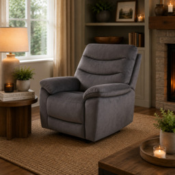 Toledo Steel Grey  Lay-Z-Boy Style Fabric Power Recliner Armchair - thumbnail 1
