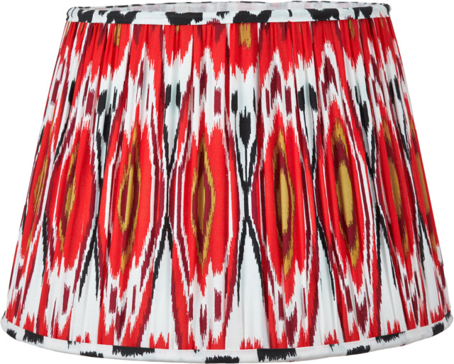Izara 40cm Red Ikat Patterned Mushroom Pleat Tapered Lampshade