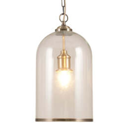 Cloche Clear Glass and Antique Brass Pendant - thumbnail 4
