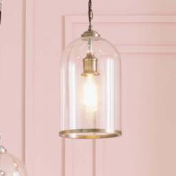 Cloche Clear Glass and Antique Brass Pendant - thumbnail 2