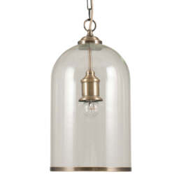 Cloche Clear Glass and Antique Brass Pendant - thumbnail 3