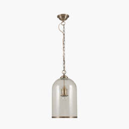 Cloche Clear Glass and Antique Brass Pendant - thumbnail 1