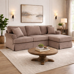 Ralph Three Seat Mink Velvet Chaise Sofa - thumbnail 1