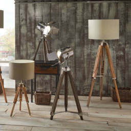 Hereford Grey Wood and Silver Metal Film Tripod Floor Lamp - thumbnail 2