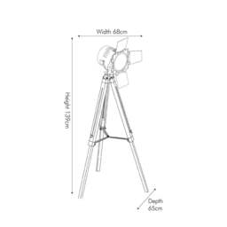 Hereford Grey Wood and Silver Metal Film Tripod Floor Lamp - thumbnail 3
