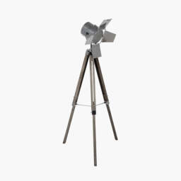 Hereford Grey Wood and Silver Metal Film Tripod Floor Lamp - thumbnail 1