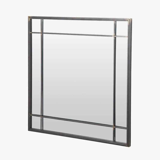 Antique Bronze Metal Square Wall Mirror - image 1