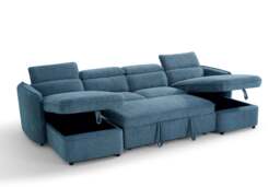Capri Sofabed U shape Corner Sofa Bed Blue With Adjustable Headrests Morgan - Malvern - Somerford - Calix - Euphoria - Plush Style - thumbnail 5