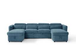 Capri Sofabed U shape Corner Sofa Bed Blue With Adjustable Headrests Morgan - Malvern - Somerford - Calix - Euphoria - Plush Style - thumbnail 3