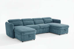 Capri Sofabed U shape Corner Sofa Bed Blue With Adjustable Headrests Morgan - Malvern - Somerford - Calix - Euphoria - Plush Style - thumbnail 2
