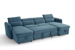 Capri Sofabed U shape Corner Sofa Bed Blue With Adjustable Headrests Morgan - Malvern - Somerford - Calix - Euphoria - Plush Style - thumbnail 4