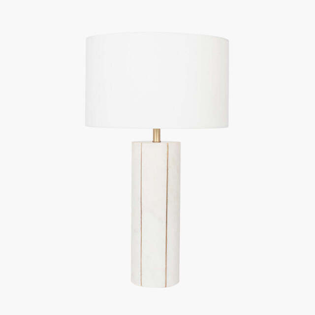 Venetia White Marble and Gold Metal Tall Table Lamp - image 1