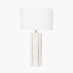 Venetia White Marble and Gold Metal Tall Table Lamp - thumbnail 1