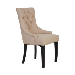 Kensington Townhouse Natural Linen Dining Chair with Dark Legs - thumbnail 1