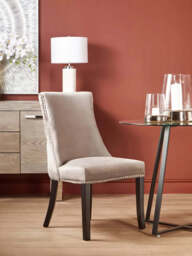 Kensington Townhouse Natural Linen Dining Chair with Dark Legs - thumbnail 3