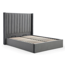 Athena Grey Velvet Super King Emerson Multi-Lift Ottoman Bed - thumbnail 1