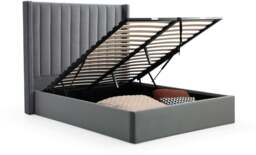 Athena Grey Velvet Super King Emerson Multi-Lift Ottoman Bed - thumbnail 4