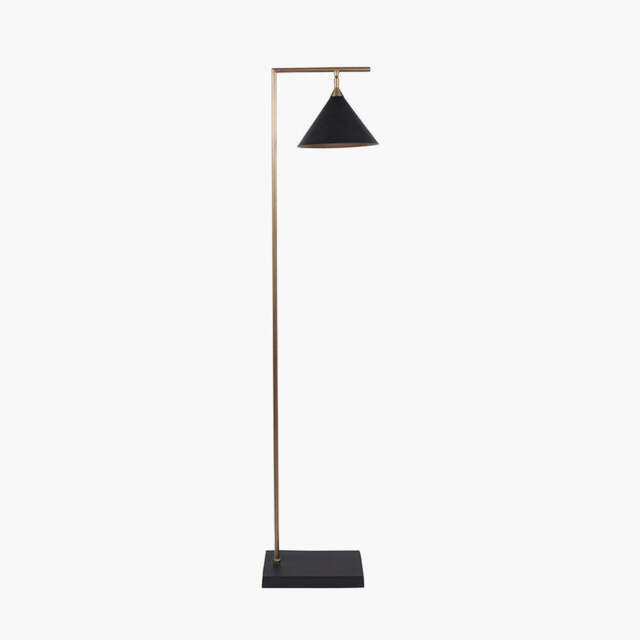 Zeta Matt Black and Antique Brass Floor Lamp - image 1
