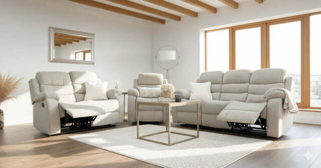 Stanley Manual Recliner Sofa Beige 3+2+1 Seater Set - image 1