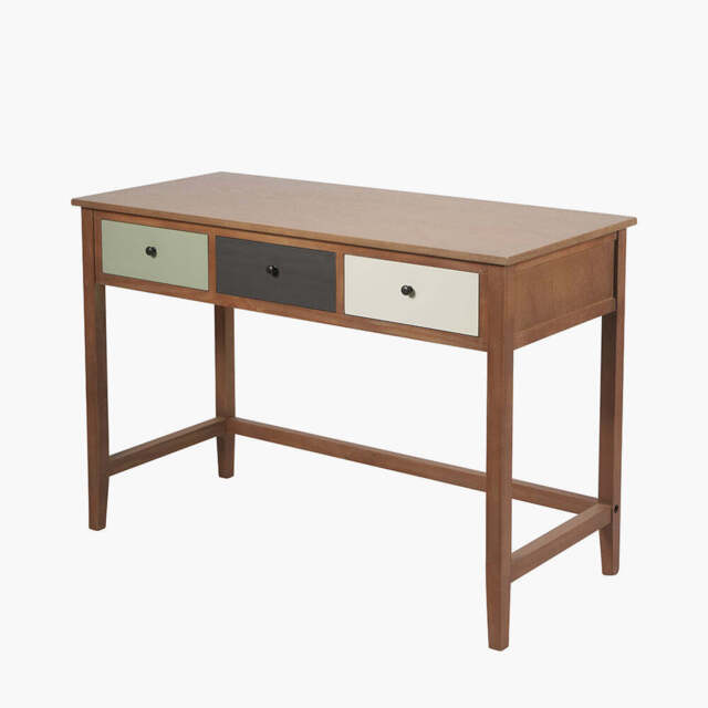Loft Sage Multicoloured Pine Wood 3 Drawer Desk - image 1