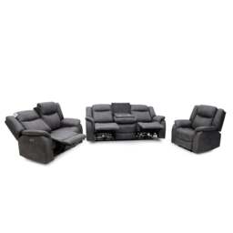 Leon Grey Tech Fabric 2 Seater Electric Reclining Sofa USB/C Charging Ports - thumbnail 4